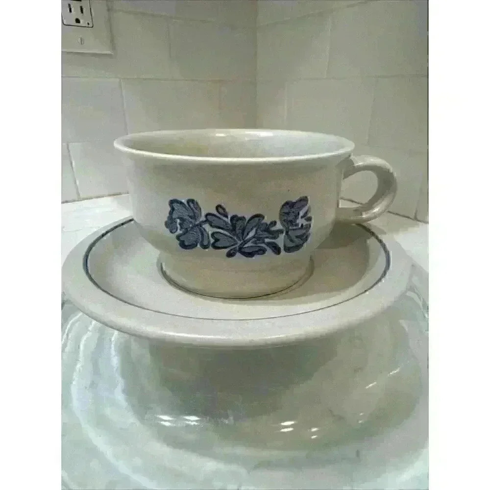 Pfaltzgraff Yorktowne Flat Cup And Saucer Vintage Stoneware